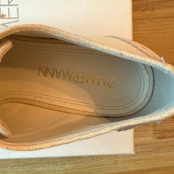 Zimmermann Oxfords Ivory Heeled Luxury Leather Canvas Brogues Size 38 7.5 NIB - Picture 8 of 10